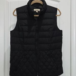Talbots Black Down Puffer Vest Full Zip Travel Capsole Packable Womens Small